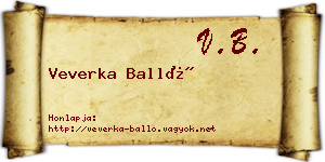 Veverka Balló névjegykártya